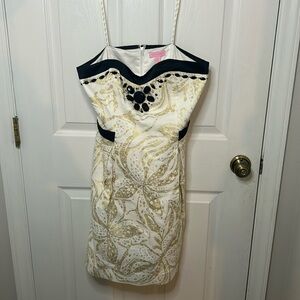 Lilly Pulitzer size 6 gold beaded sleeveless dress